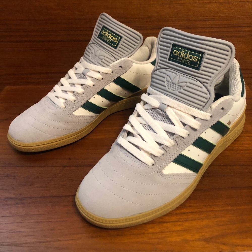 Adidas Gray and Green Sneakers with Classic Design